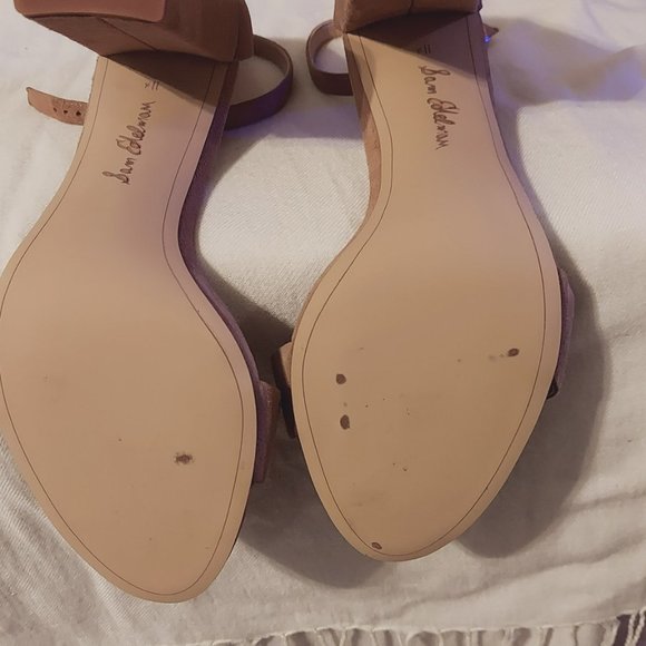 Sam Edelman, Suede Open Toe Strappy Block Heel, Tan - Picture 9 of 11